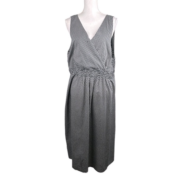 Avenue Black & White Geometric Print V-Neck Sleeveless Midi Summer Dress Size 26 - Picture 1 of 9